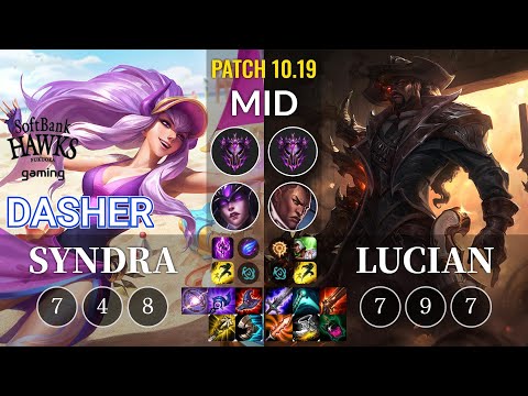 SHG Dasher Syndra vs Lucian Mid - KR Patch 10.19
