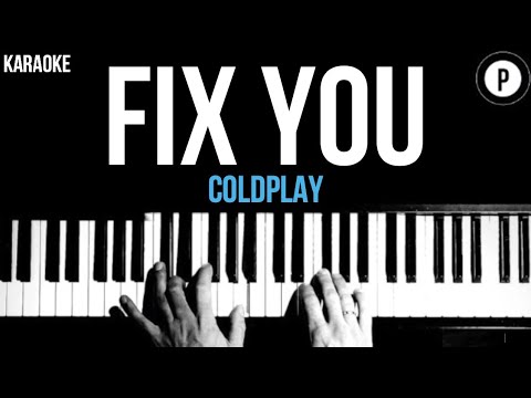 Coldplay - Fix You Karaoke SLOWER Acoustic Piano Instrumental Cover Lyrics