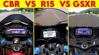 Download lagu CBR 150R VS GSXR 150 VS R15 V4 | 0 TO 150 | TOPSPEED BATTLE mp3