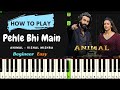Pehle Bhi Main Piano lesson with Easy notes| Vishal Mishra |Animal