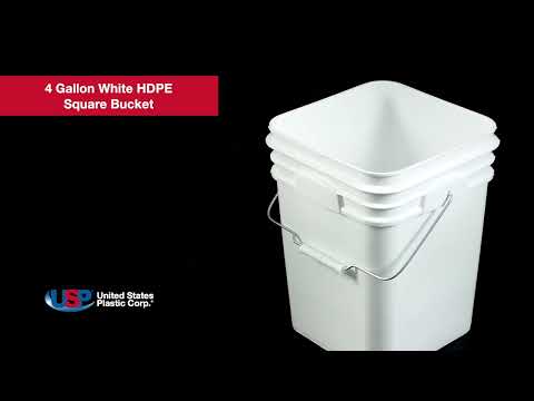 4 Gallon White HDPE Square Bucket (Lid Sold Separately)