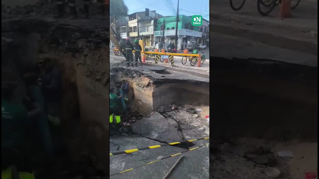 Imagem da notícia Cratera se abre em avenida de Fortaleza neste domingo (14); Cagece faz reparos