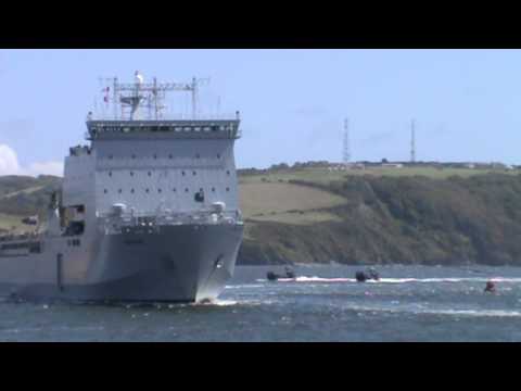 RFA Mounts Bay L3008 transiting Plymouth Sound 30.06.12