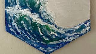 Textured ocean waves on wood