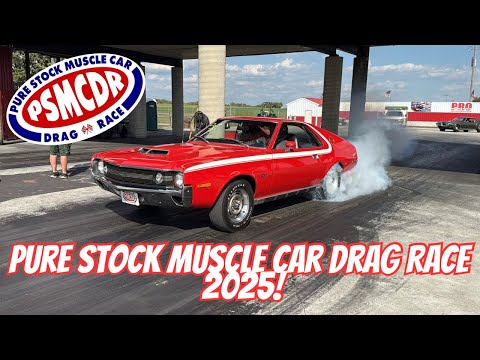 Pure Stock Muscle Car Drag Race 2025 - Qualifying - Burn Outs - Shootout! In Car & Drone Video!