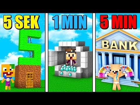 BUILD BENCH IN 5 SECONDS, 1 MINUTE AND 5 MINUTES IN MINECRAFT!