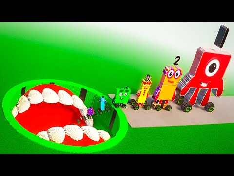 Big & Small Number Blocks CARS VS Mega Pits | TEARDOWN