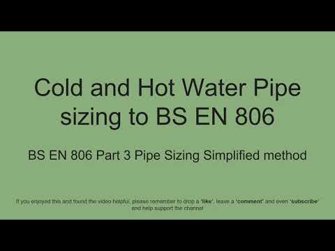 Cold and Hot water pipe sizing to BS EN 806 Part 3 'Pipe Sizing Simplified method'