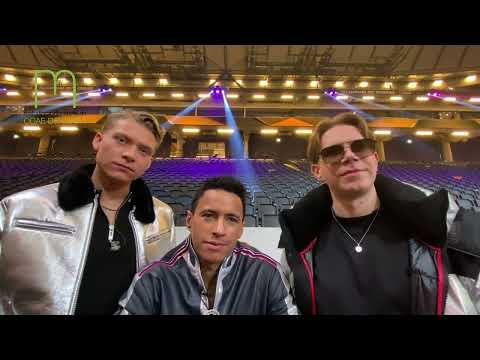 Jon Henrik Fjällgren, Arc North og Adam Woods efter finalen i Melodifestivalen 2023