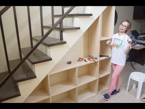 , title : 'Building Shelves under the Staircase with Storage || D.A Santos