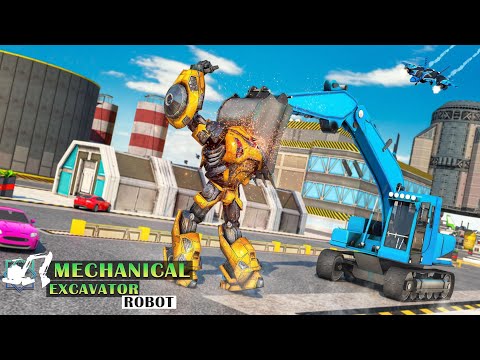 Mechanical Excavator Robot: Flying Transforme Simulator| Android/IOS Gameplay