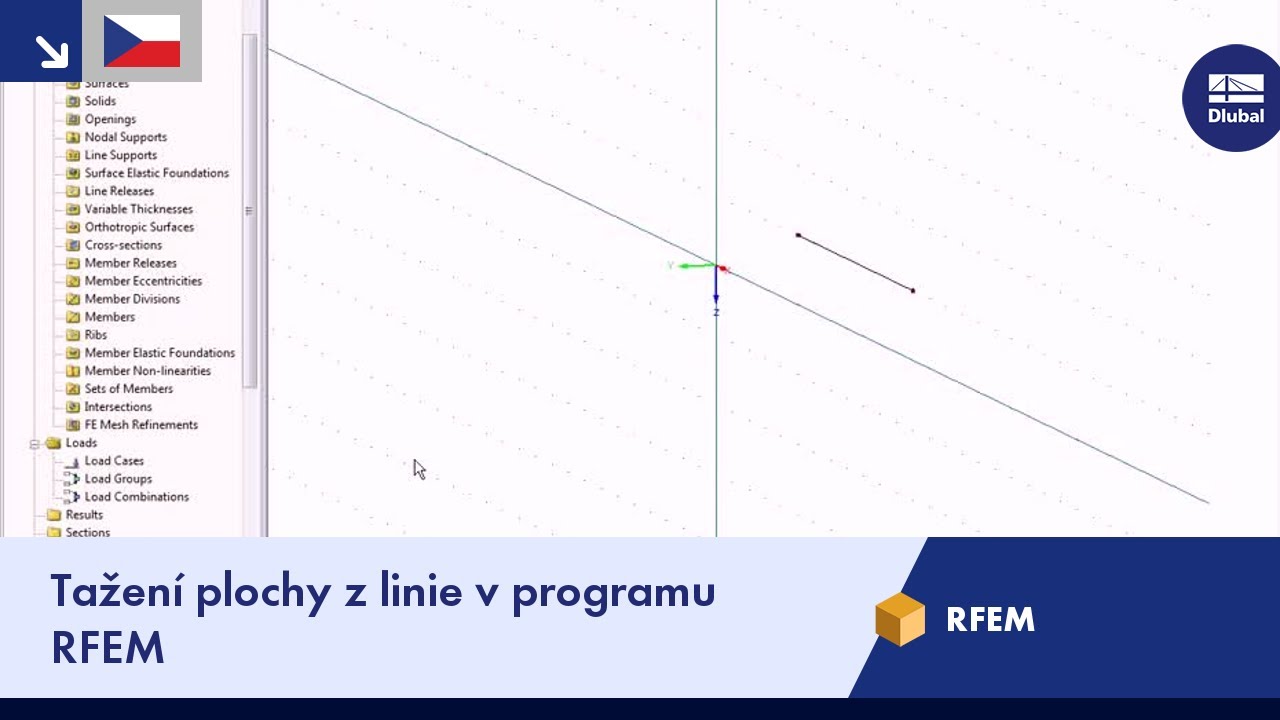 Tažení plochy z linie v programu RFEM