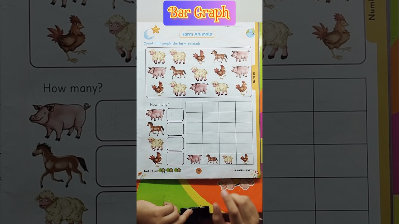 Farm Animals - Bar Graph #farmanimals #maths #bargraph #coloring #shorts