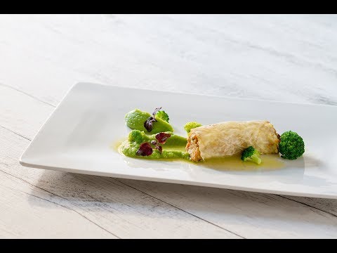 Cilindro di pelle di latte con ragù vitello e crema di broccoli | Tano Simonato | Sfizioso