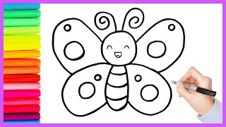 Butterfly Drawing, Painting and Coloring Tutorial 🦋 | How to Draw a Butterfly Easy