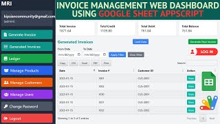 ????Invoice & Ledger Management Web Dashboard with Admin & User Login Using Google Appscript | C30