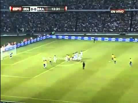Brazil vs Iran 3-0 Dani Alves Amazing Goal Free Kick Long Shot Goal - Brazil 3-0 Iran 2010 Friendly