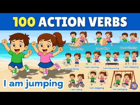 100 Action Words (Verbs) in English | Learn Vocabulary with Sentences for Kids & Toddlers