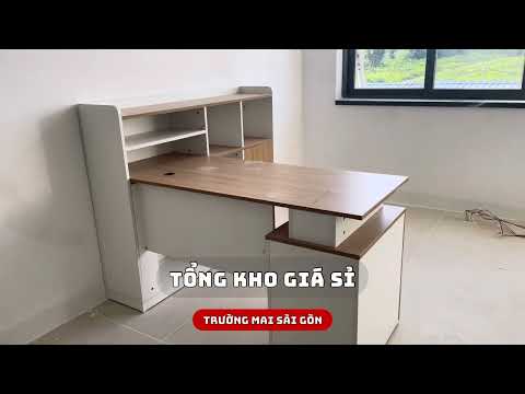 Bàn Giám Đốc Góc L Gỗ Có Kệ Hiện Đại - BGĐ67