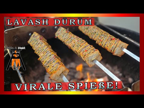 🔥 Viral hit: Lavash Dürüm skewers – the ultimate grilling recipe! 🔥 #turkey #food #viral