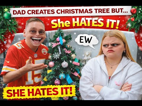 Vater überrascht Tochter mit einem personalisierten Weihnachtsbaum