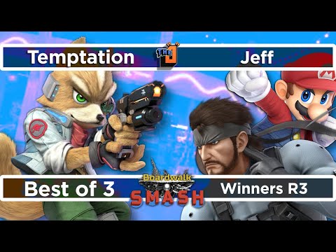 Winners R3 Temptation (Fox) vs Jeff (Snake, Mario) - Boardwalk Smash #30 - SSBU