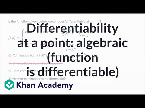 Differentiability At A Point Algebraic Function Is Differentiable Video Khan Academy