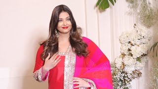 Beauty Diva Aishwarya Rai Bachchan Arrives In Red Punjabi Dress At Manish Malhotra Diwali Party