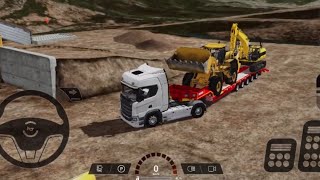 Mission car truck V1 transport sasor and excavator to the city.