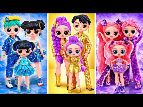 Golden, Diamond & Ruby Huntrix Doll Family on a Plane! DIYs for L.O.L. Dolls