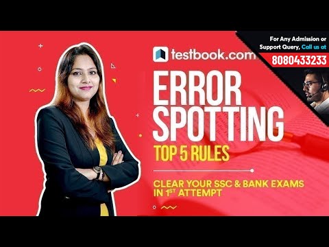 Attempt Error Spotting Questions with 100% Accuracy in English for SSC & Bank Exams by Testbook.com Video