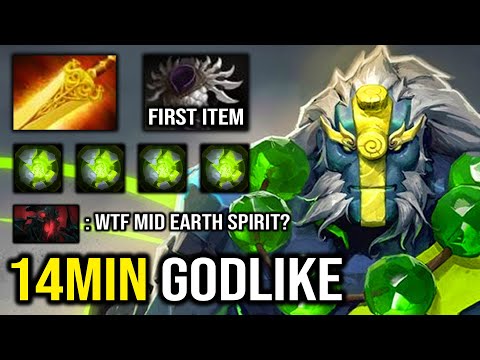 ROLLING SHAOLIN Crazy Mid Earth Spirit 100% Bullied SF with First Item Blade Mail + Radiance DotA 2