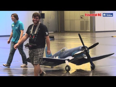 GIANT but SUPER LIGHT INDOOR FLIGHT 1:4 SCALE RC F4U CORSAIR (FOLDING WINGS / TWIST & TURN RETRACTS)