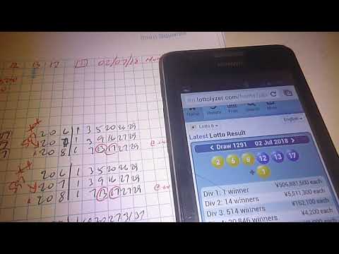 SG7,SG3 HAVE BROUGHT DIV 1 IN JAPAN LOTTO 6 ON J1291 MON 02 JUL 2018.