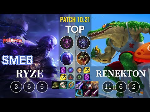 KT Smeb Ryze vs Renekton Top - KR Patch 10.21