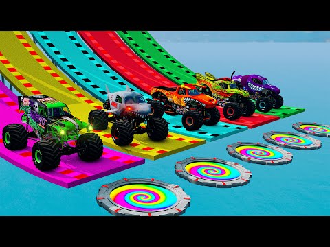 7 MONSTER TRUCK VS Policemen and McQueen in BeamNG.drive