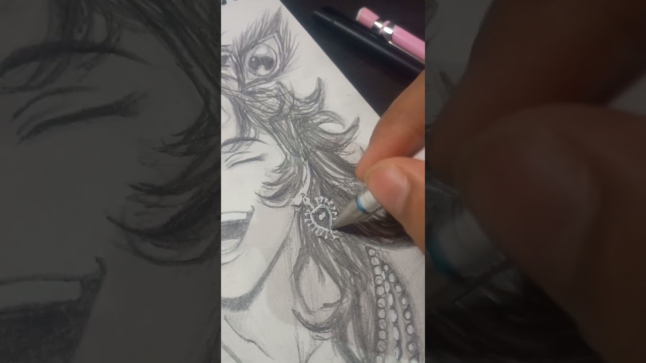 LORD KRISHNA IN ANIME STYLE ✨..||#art #drawing #sketch #krishna #anime #love #bhakti #shorts