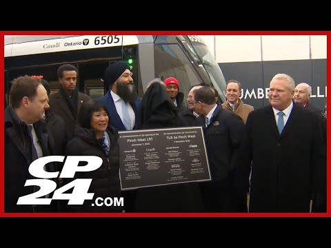 Doug Ford and Olivia Chow ride Finch LRT for first time and announce free rides on opening day