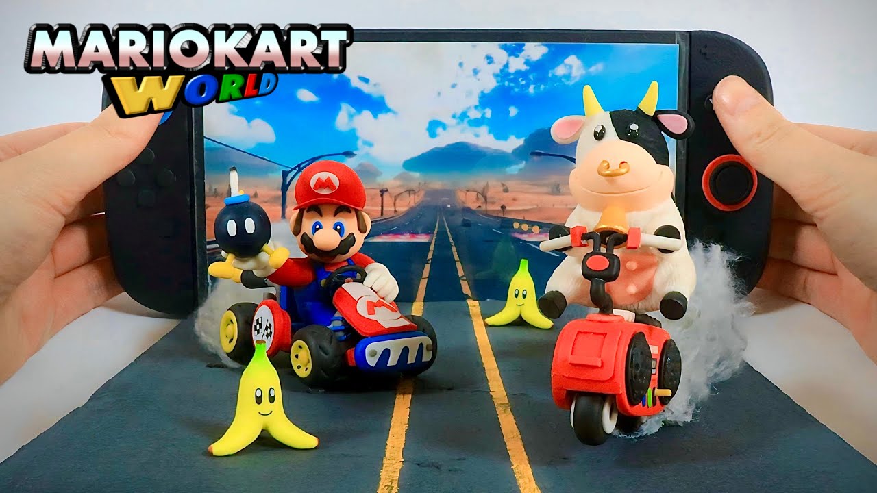 【粘土工作】マリオカートワールドのジオラマ作ってみた Makeing Mario Kart World jumped out of the Switch2 -clay craft 