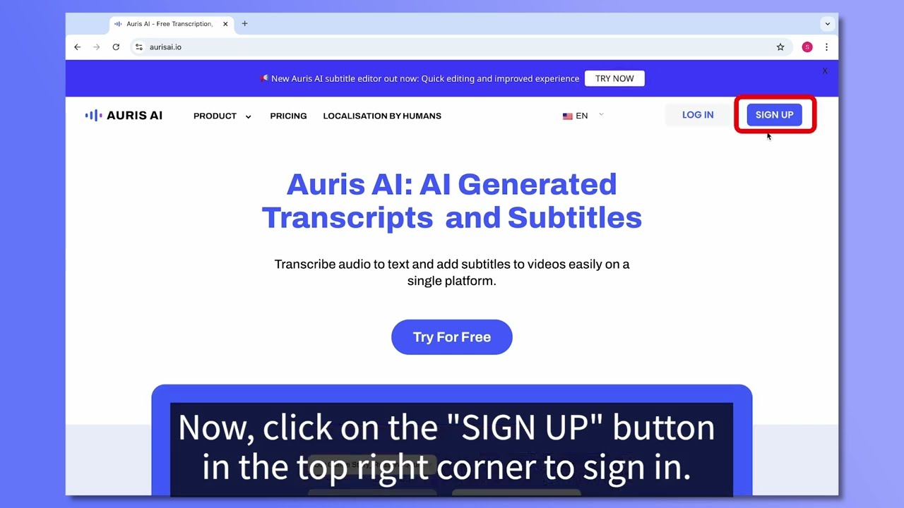 1. Create an account with Auris AI