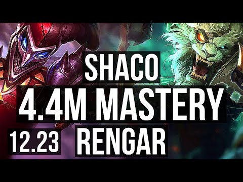 SHACO vs RENGAR (JNG) | 4.4M mastery, 7 solo kills, 1500+ games, Legendary | EUW Master | 12.23
