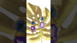 Aqua Violet(アクア・バイオレット)|アクアマリン × アメジストのスクエアイヤリング【Color Spiritシリーズ】澄んだ静けさと神秘のバランス| Dorim jewelry💎