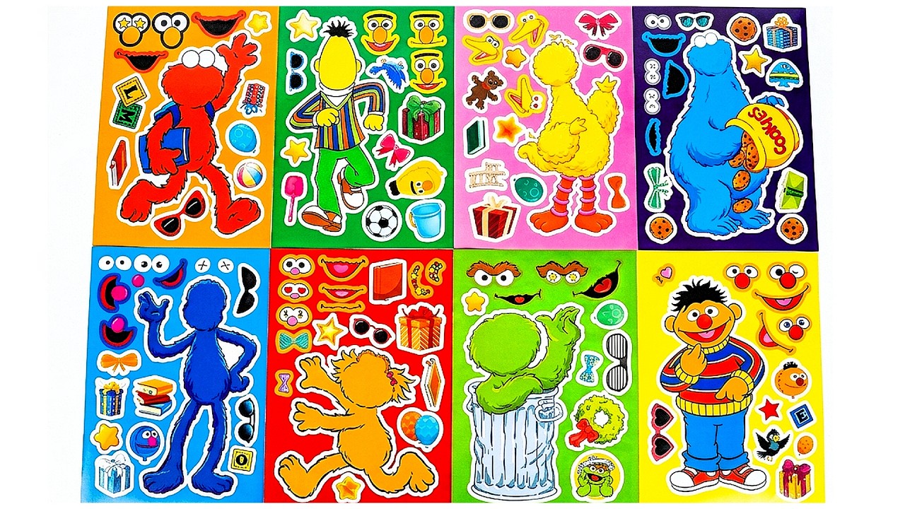 Sesame Street Stickers! DIY Make a Face Stickers with  Elmo And Friends | Learn & Play for Kids
