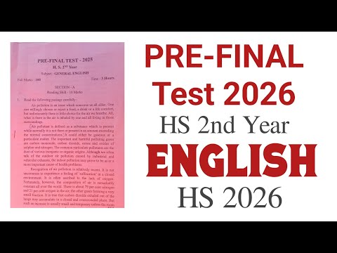 PRE-FINAL Test 2026 | English| HS 2026 | Class 12 | You can learn 