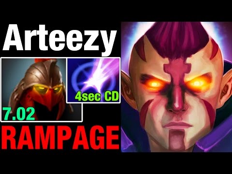 Arteezy Anti-Mage - 4 Seconds Blink CD with Helm of Dominator! RAMPAGE! - 7.02 Dota 2
