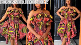 How to Sew a Handkerchief Flare Gown with tiered layer ||Shirred||smokey Waist 
