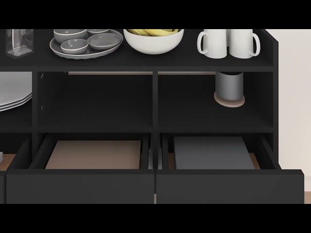 Vidéo teaser pour 808378 vidaXL Sideboard Black 105x30x70 cm Engineered Wood