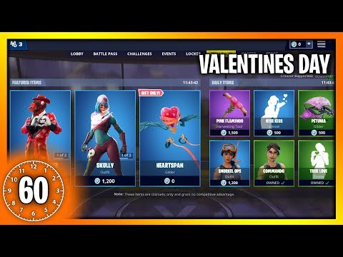 Fortnite Valentine S Day 2019 Skin Spezzacuori And Skully Available - new valentines day skins 60 second fortnite shop fortnite battle