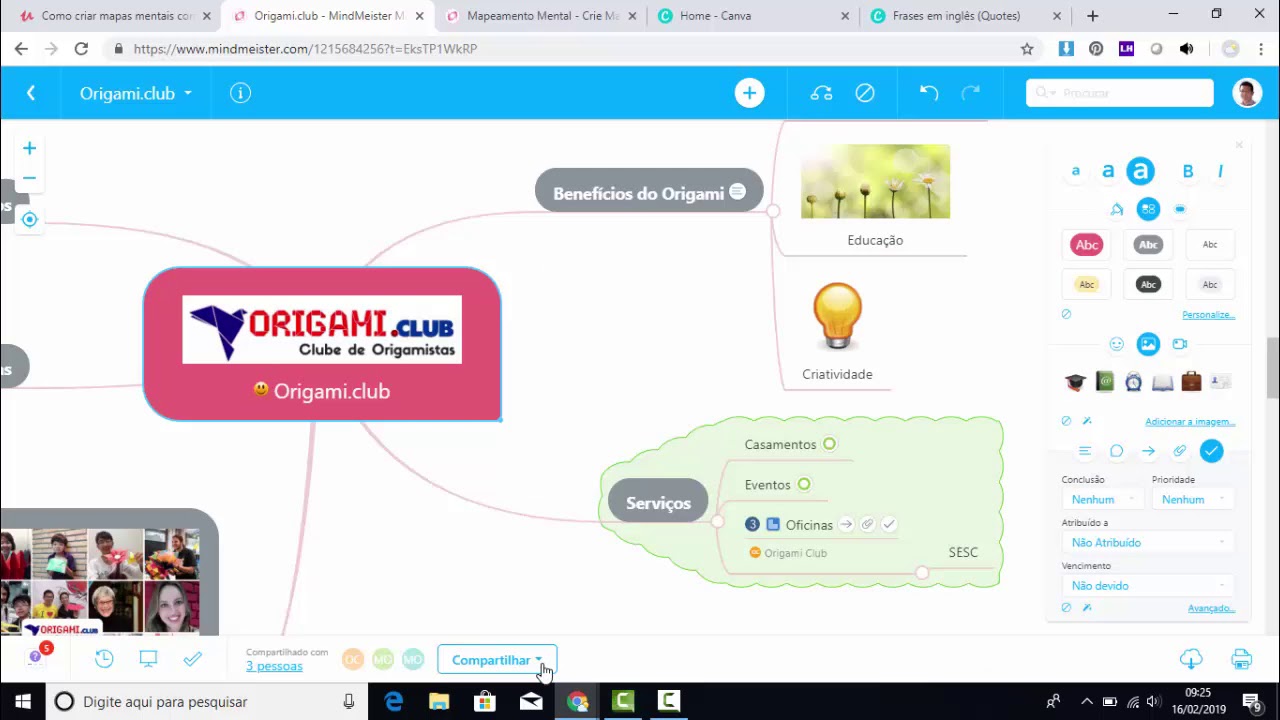 Compartilhando e exportando mapas mentais com Mindmeister