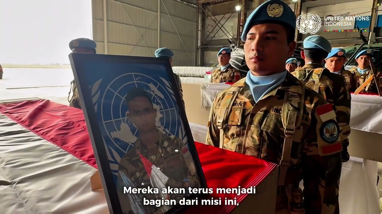 Upacara Penghormatan 3 Penjaga Perdamaian Indonesia untuk UNIFIL di Lebanon